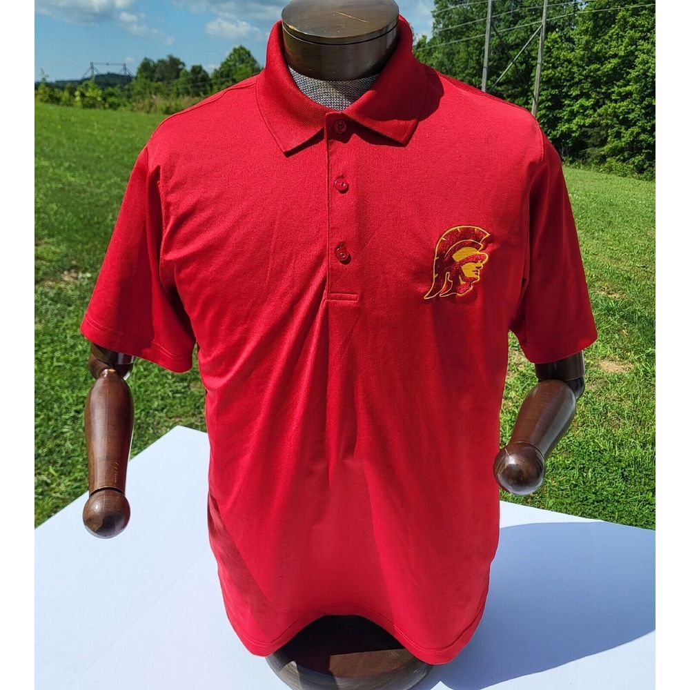 Trojan Shirt Mens Size Medium‎ Red Polo Short Sleeve Apparel